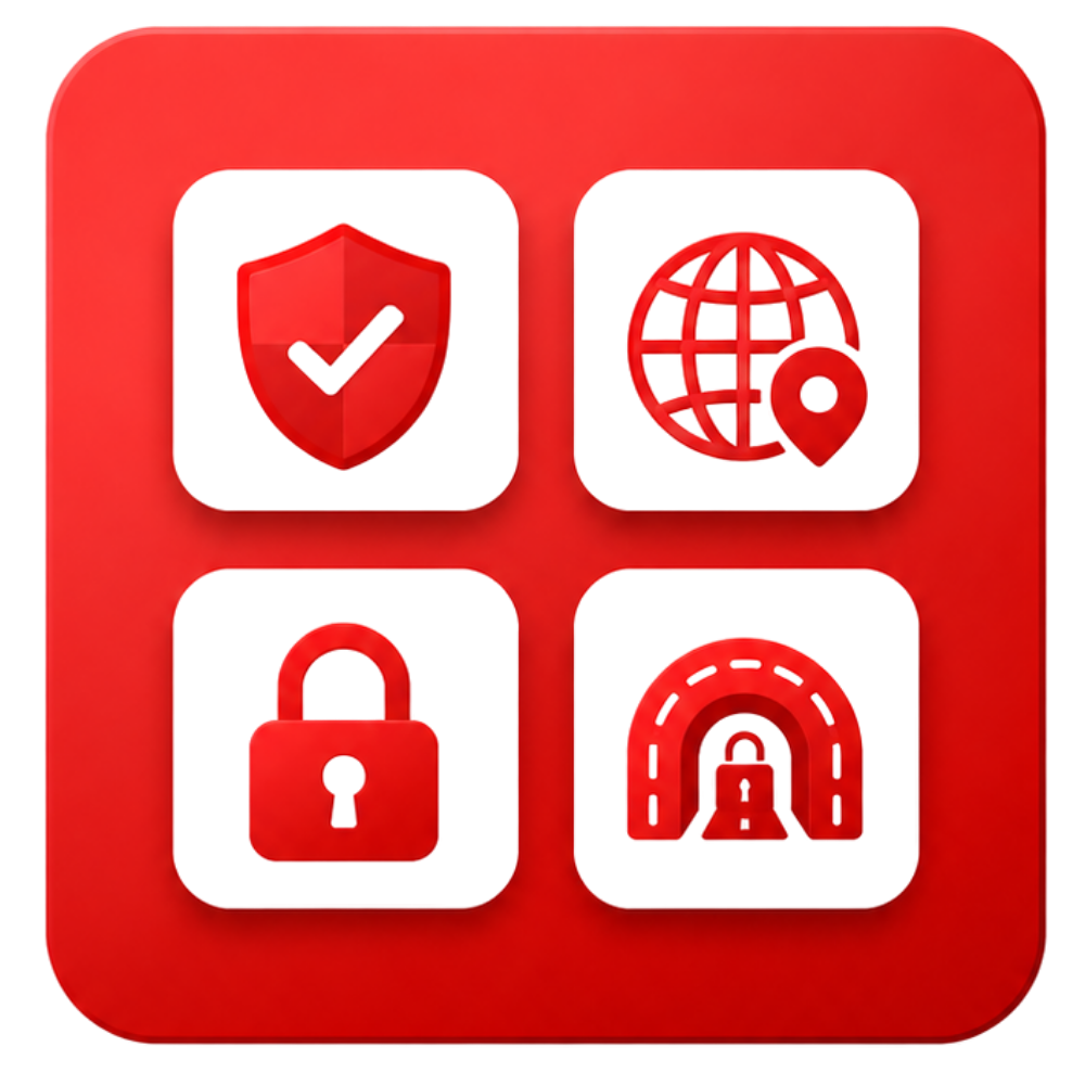 Red VPN Category Icon - Premium Secure VPN Subscriptions Bangladesh