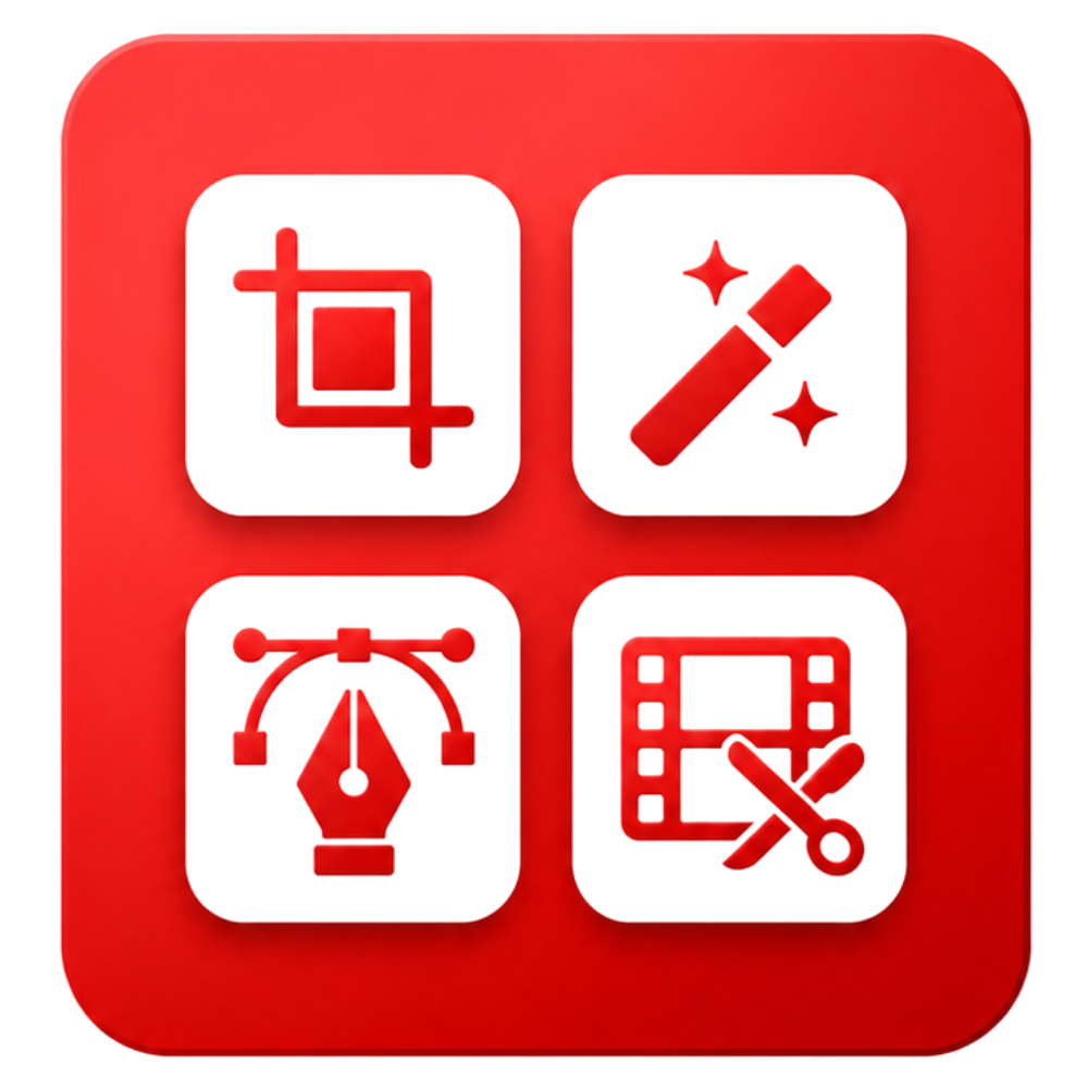 Red Editing Category Icon - Premium Video and Photo Editing Software Bangladesh